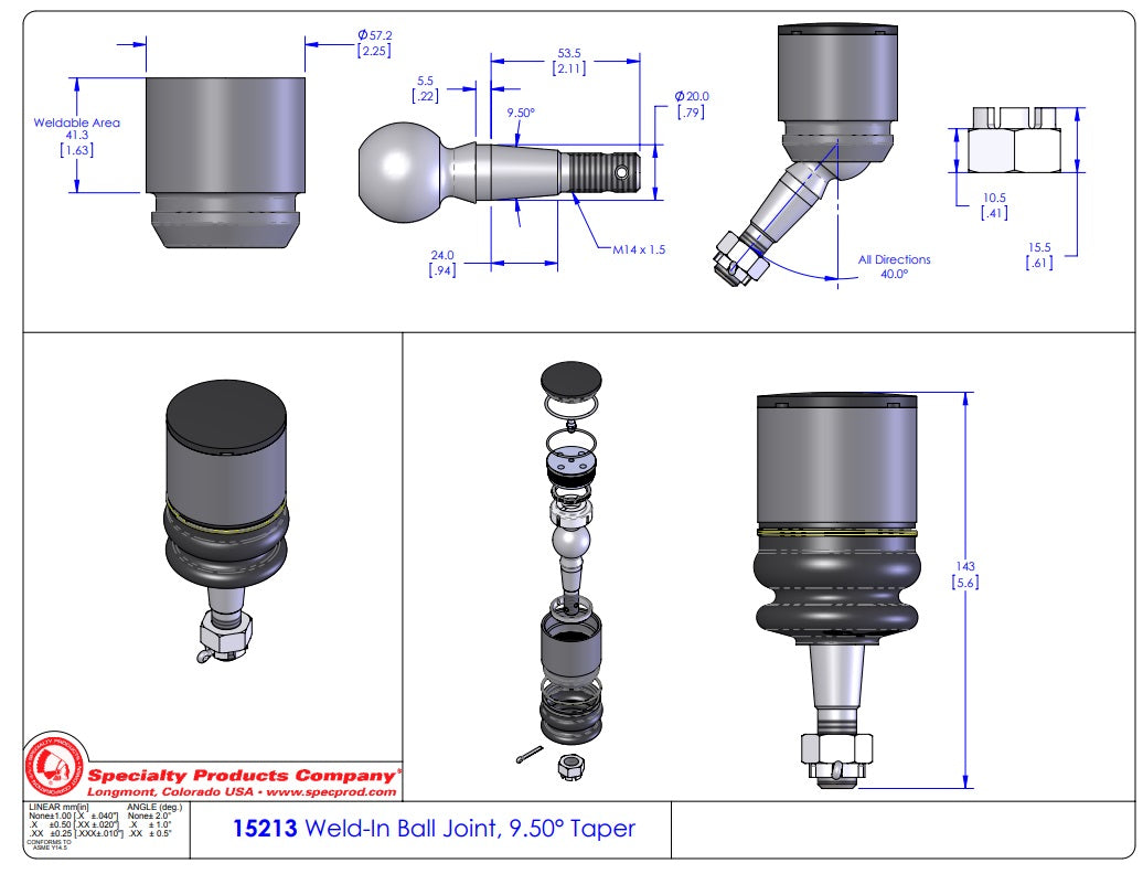 15213 SPC Performance Builder Ball Joint for GM 1500 HD, 2500, 3500 / GM Avalanche 2500 / Suburban 2500 / Hummer H2 / Ram 1500 (Except Mega Cab)