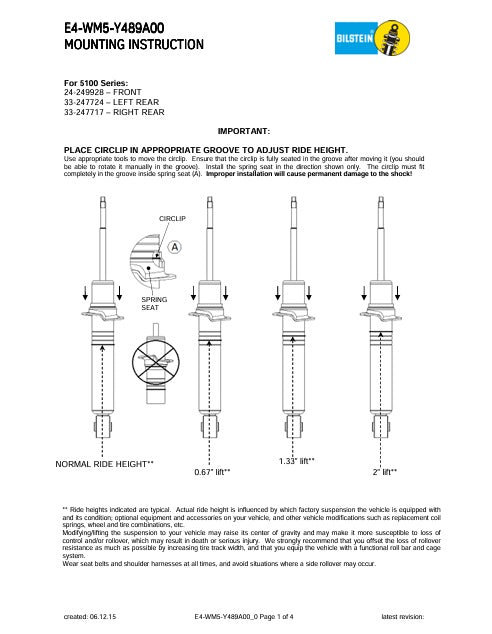 24-249928 - Bilstein 5100 Series Fully Assembled Front Pair - 1996-2004 Tacoma - Part #616905