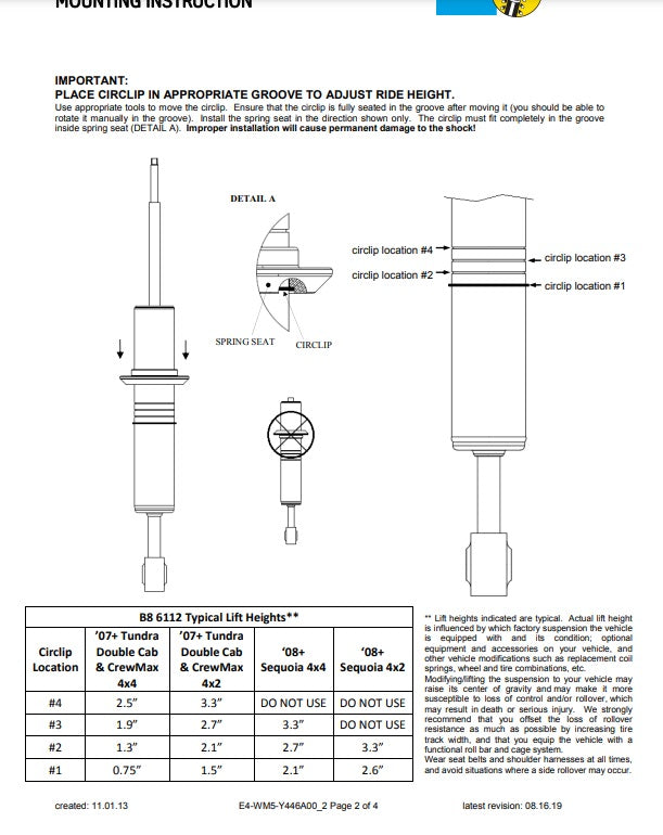 2007-2021 Toyota Tundra Fully Assembled Bilstein 6112 Suspension Kit with Rear 5160’s Shock Absorbers, Rear Shackles, Differential Drop and Sway Bar Relocation Kit