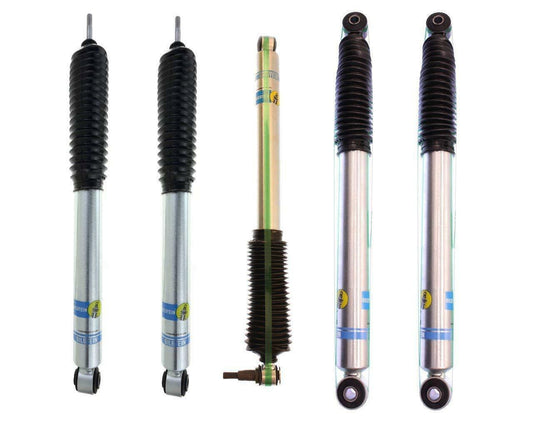 24-186735, 24-186742, 33-174525 Bilstein 5100 Series Front and Rear Shock Absorbers with Front Steering Stabilizer for Chevy Silverado, GMC Sierra, Hummer