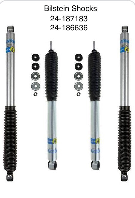 24-187183, 24-186636 Bilstein B8 5100 Series Front and Rear Lifted Shocks for GMC Sierra / Chevy Silverado