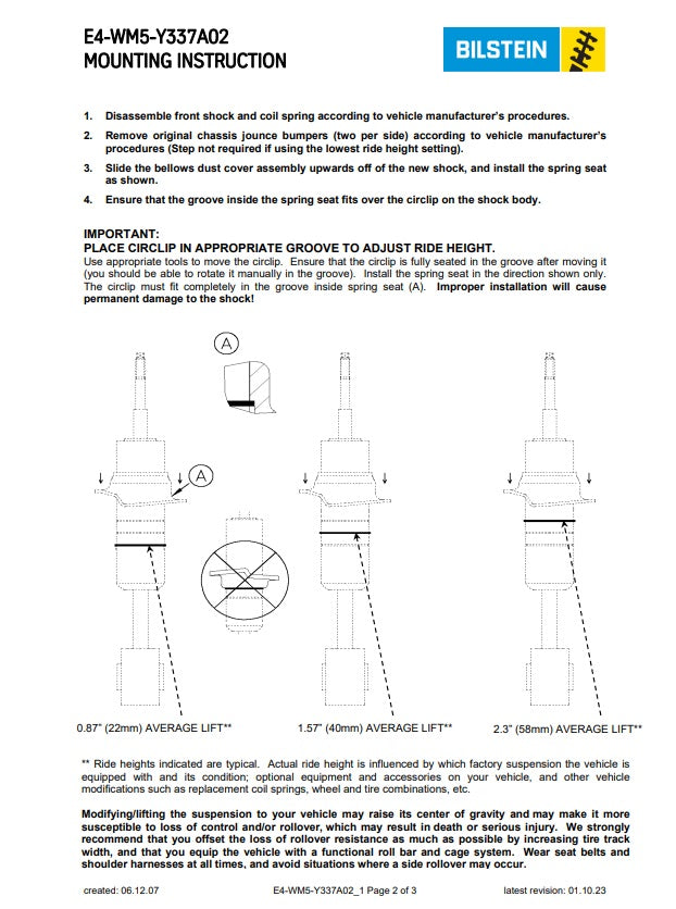 24-232173 Bilstein, 24-321150 Bilstein - 2.25" Front and 1" Rear Leveling Lift System for a 2007-2021 Toyota Tundra 2WD / 4WD