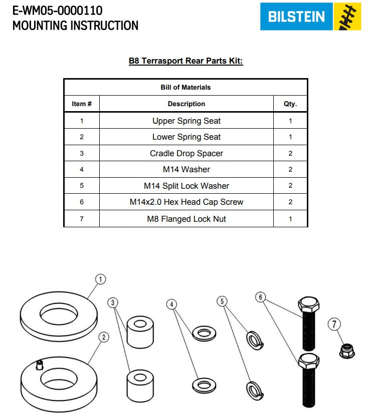 24-337472 Bilstein B8 TerraSport Rear Shock Absorber for 2022-2024 Ford Maverick