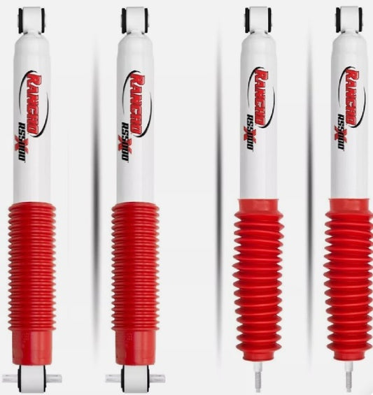 RS55326, RS55328 Rancho RS5000X Front and Rear Suspension Shock Absorbers for 2007-2018 Jeep Wrangler 0-2" Lift 