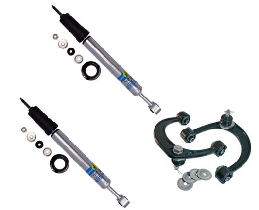 24-324359 Bilstein 5100 Series 2.5" Adjustable Front Shocks with 25470 SPC Upper Control Arm Kit for 2005-2015 Toyota Tacoma